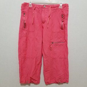 Zoey Beth pants Medium lightweight utility capri clam digger twill zippers Y2K
